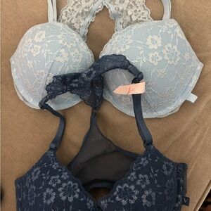 Victoria's Secret Lace Bra Set - Light Blue and Dark Blue